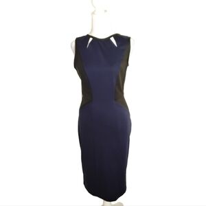 Mossimo XavierWomen's S Navy Black Bodycon Shealth Sleeveless Cutout Midi Dress